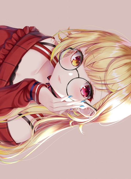Anime girl with blonde hair and glasses