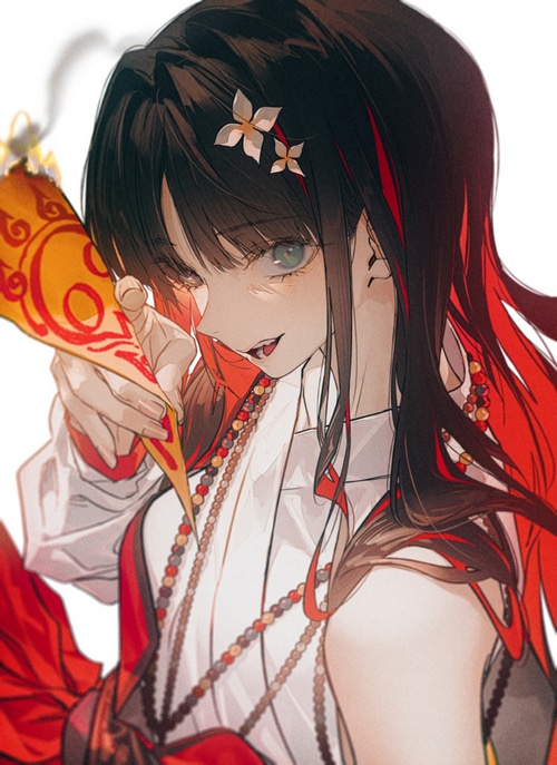 Anime girl with two-tone hair and blue eyes