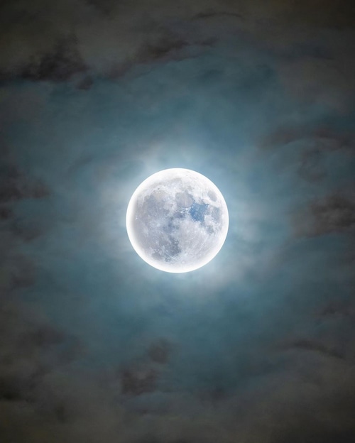 Full Moon in a Cloudy Night Sky