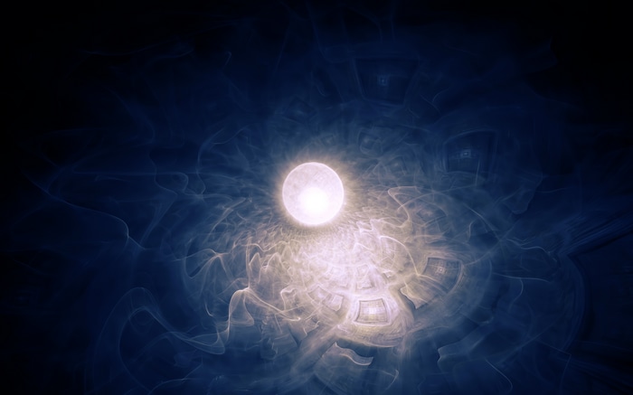 Abstract fractal flame with blue light