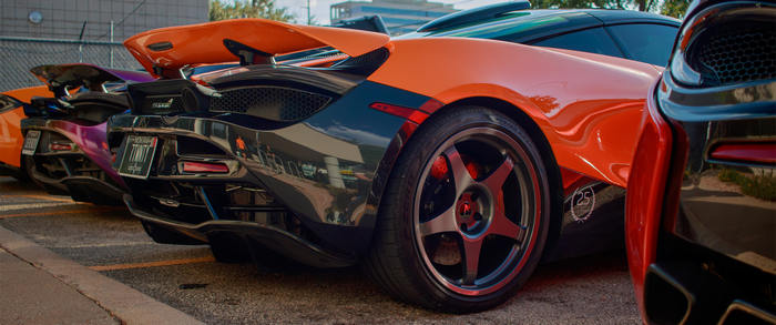 McLaren 720S sports cars parked in a row