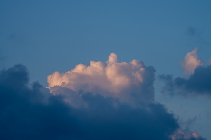 Evening sky with illuminated clouds