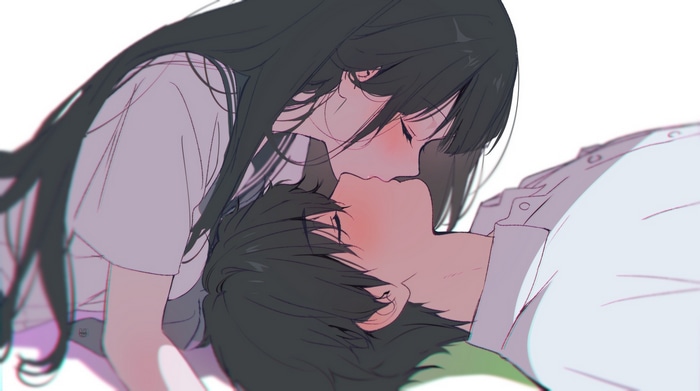 Chitanda Eru and Oreki Houtarou kissing
