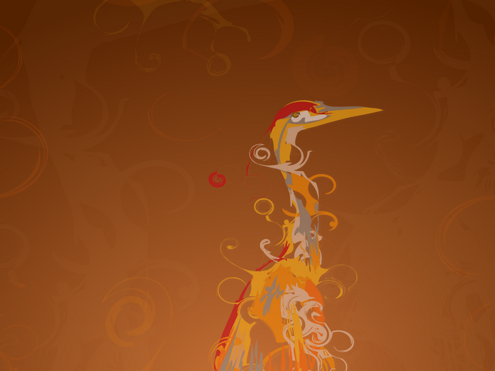 Abstract digital art of a bird with swirling patterns