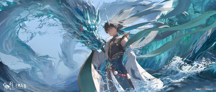 Man and Water Dragon in a Storm