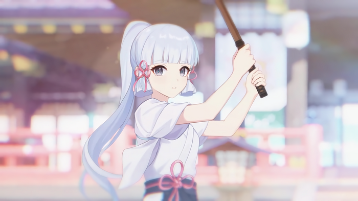 4K Genshin Impact: Kamisato Ayaka with Sword