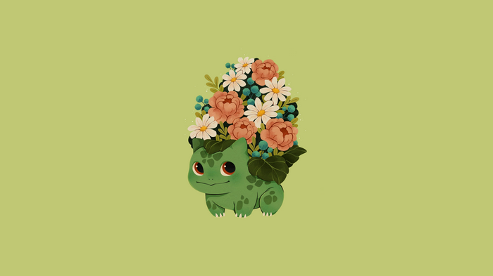 4K Bulbasaur with a bouquet of flowers