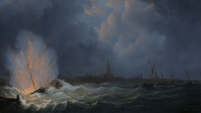 Ship Explosion in Antwerp during a Storm