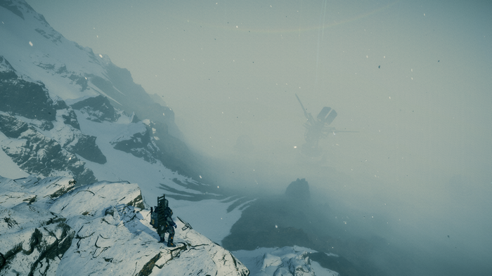 4K Death Stranding snow mountains mist screenshot