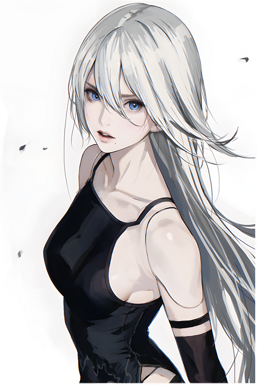 A2 from Nier: Automata in a black dress