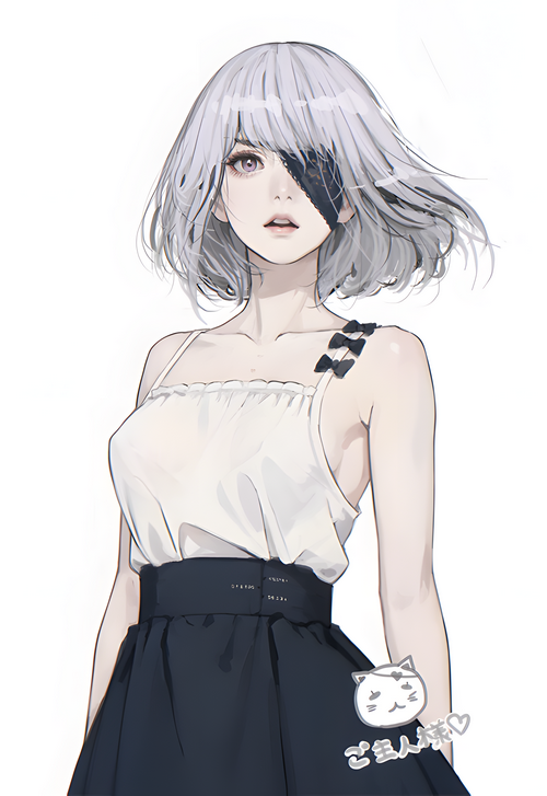 Anime girl with gray hair and eyepatch