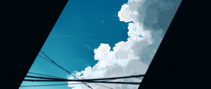 4K Anime Sky with Clouds and Wires