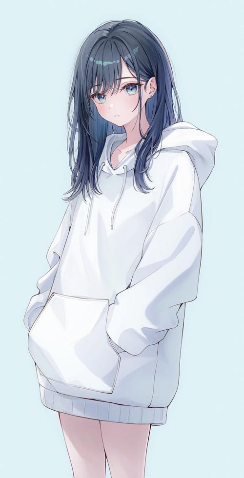 Anime girl with blue hair and blue eyes