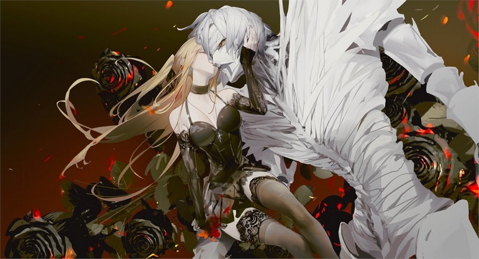 Misa Amane and creature with black roses