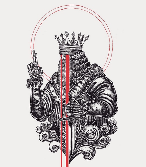 King with Sword and Skeleton Hand