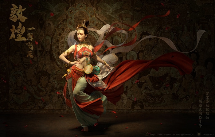 Dunhuang Dance, Woman in Traditional Costume