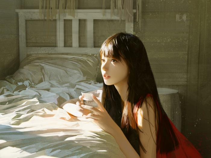ILLDIAN painting of a woman in a room
