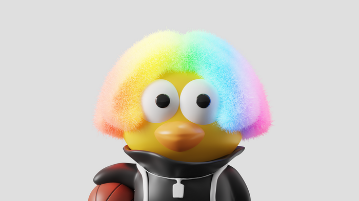 4K Kunkun with rainbow hair holding a basketball