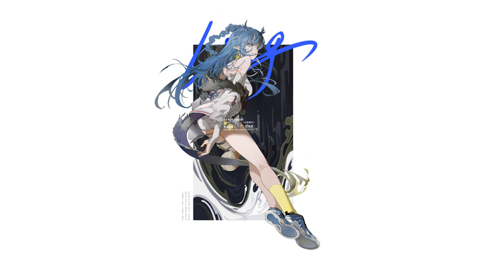 4K Ling from Arknights with blue hair and braids