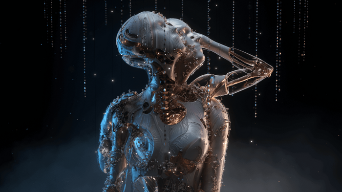 3D Abstract Sculpture with Hanging Ornaments