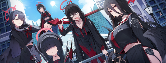 Blue Archive Girls with Guns and Swords