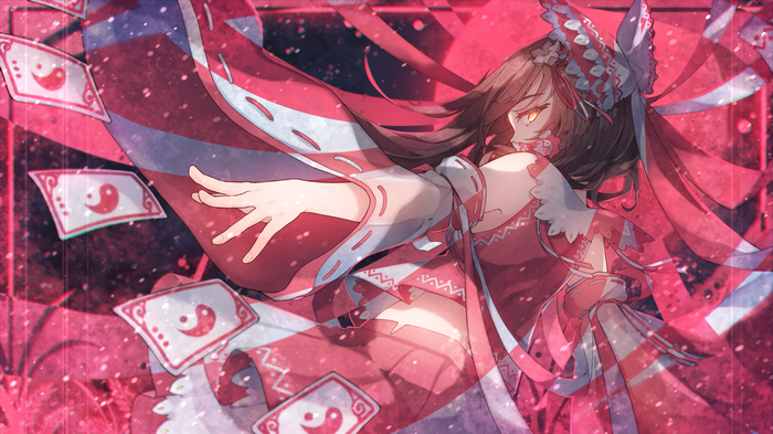 Hakurei Reimu with playing cards