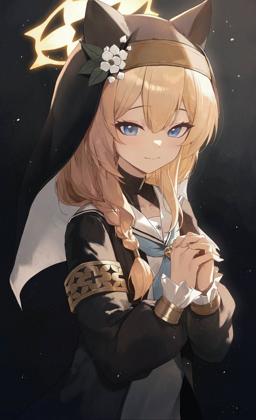 Iochi Mari from Blue Archive in a Nun Outfit