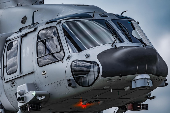 Frontal view of a Chinese Z-20 military helicopter