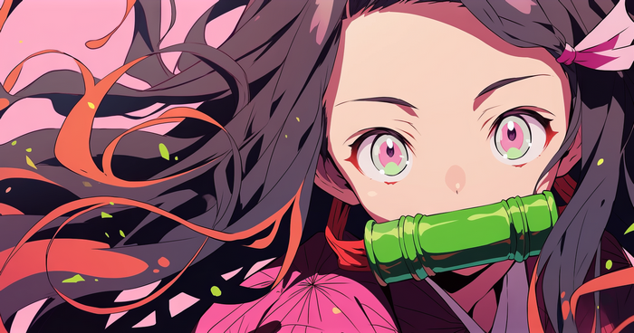 Kamado Nezuko from Kimetsu no Yaiba with bamboo gag