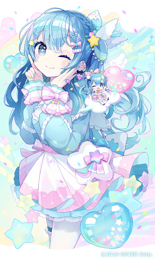 Hoshimachi Suisei with Chibi Companion