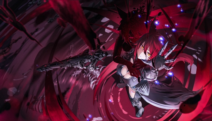 Red-haired girl with fox ears and sword