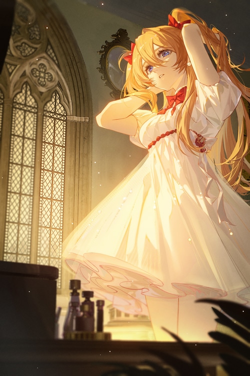 Asuka Langley Soryu in a white dress