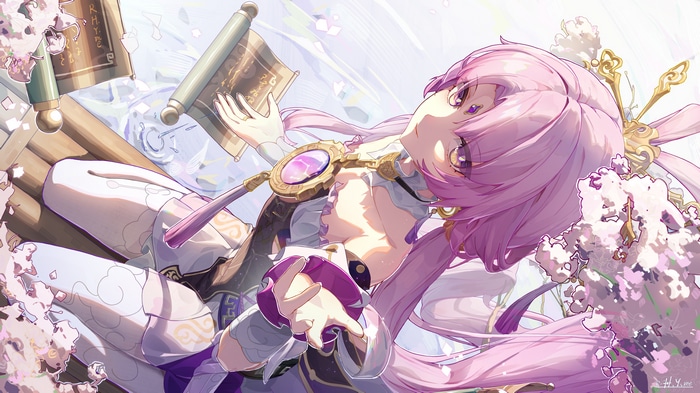 4K Fu Xuan with Pink Hair and Scrolls