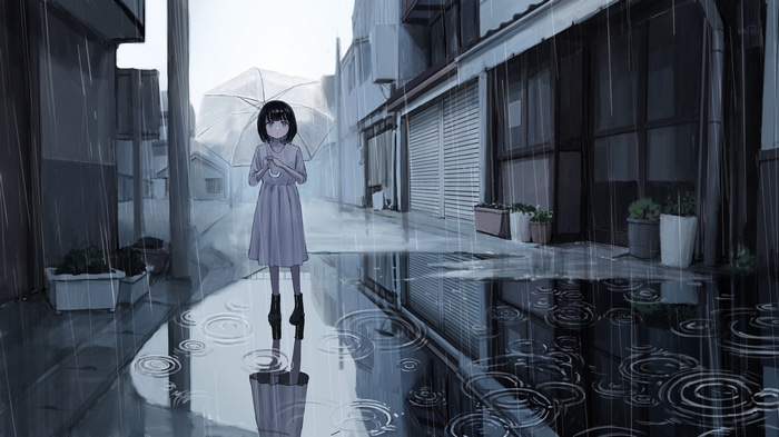 Girl with umbrella in the rain