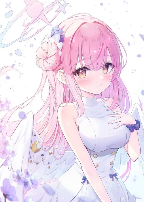 Misono Mika from Blue Archive with pink hair and wings