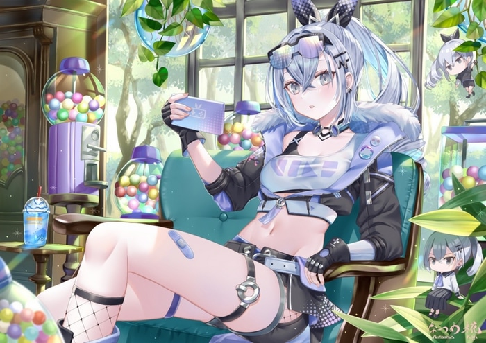 Silver Wolf from Honkai: Star Rail playing a game