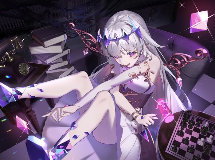 Koseki Bijou (Hololive) with purple eyes and silver hair