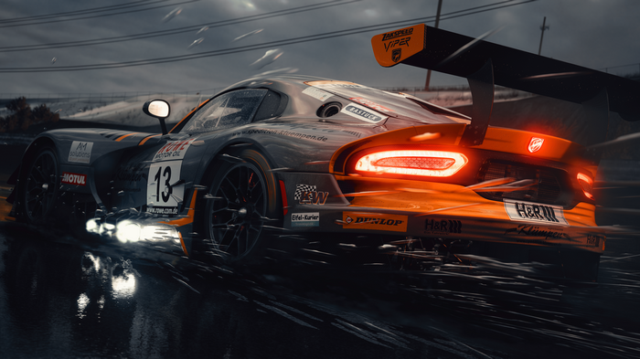 Dodge Viper GT racing in the rain