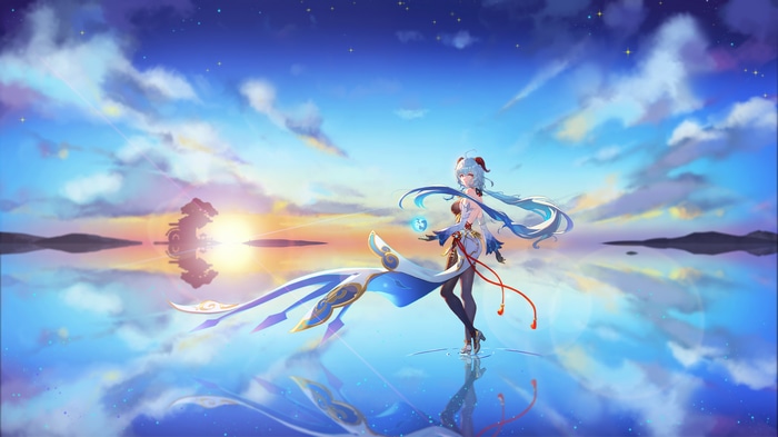 4K Ganyu Genshin Impact Sunset Reflection
