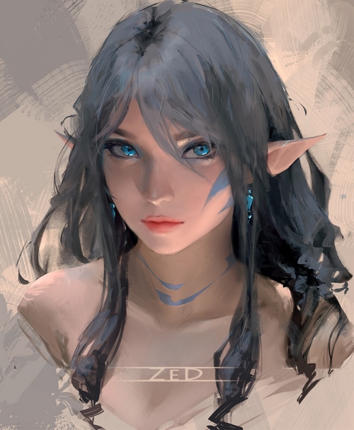 Elf with blue eyes and pointy ears