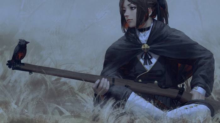 4K GUWEIZ girl with gun and bird