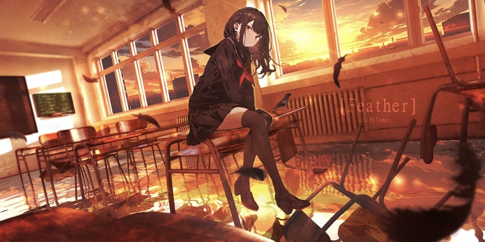 4K Lifeline Schoolgirl in Classroom at Sunset