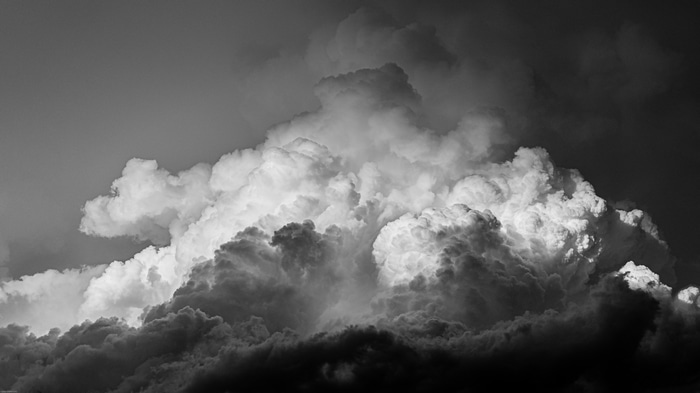 Monochrome Cumulonimbus Clouds in the Sky