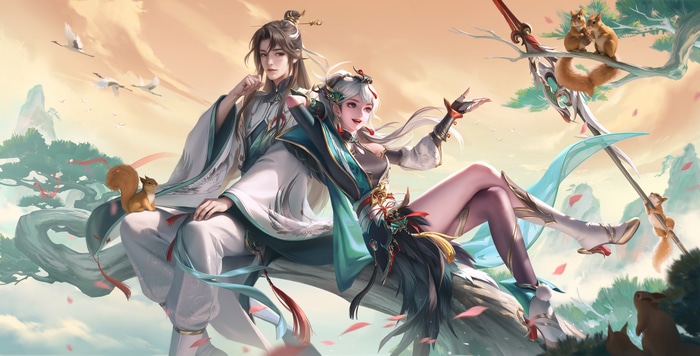 Honor of Kings: Couple with Squirrels and Cranes