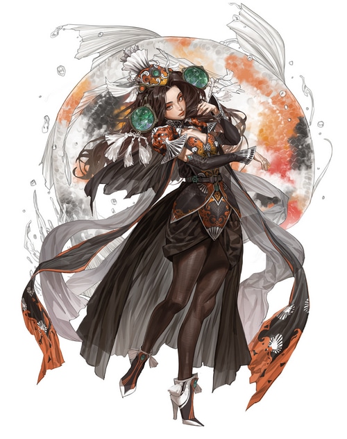 Woman with Koi fish by Sungmoo Heo