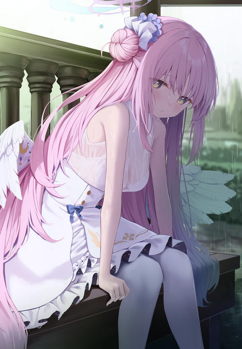 Misono Mika with pink hair and wings
