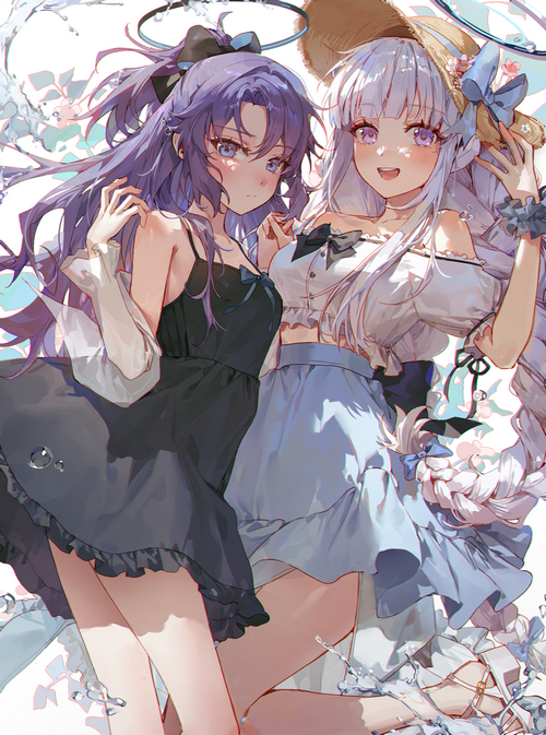 Blue Archive's Hayase Yuuka and Ushio Noa in summer attire