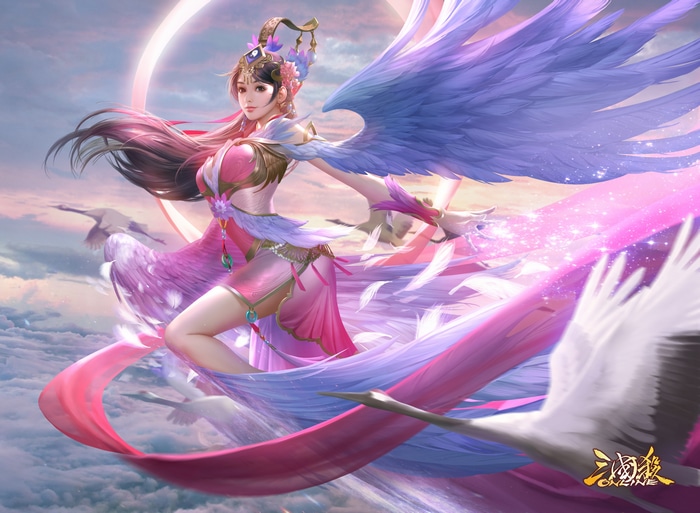 4K Sanguosha Woman with Wings and Cranes