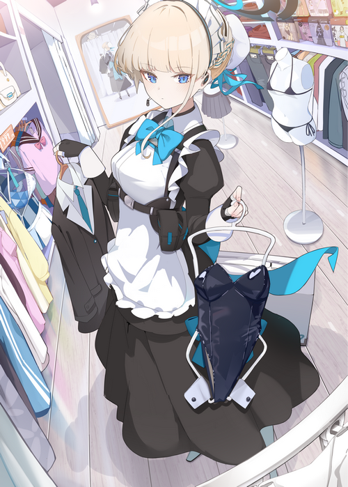 Asuma Toki in a maid outfit shopping for clothes
