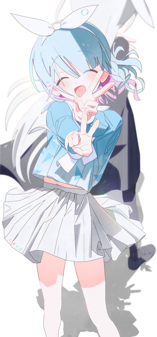 Arona from Blue Archive making a peace sign